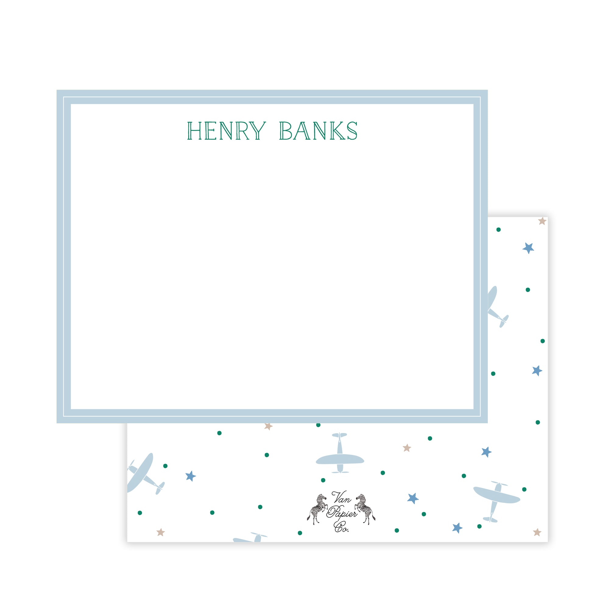 Solid Border Airplane Dot Stationery