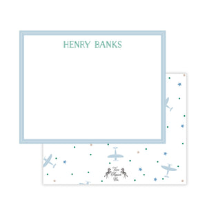Solid Border Airplane Dot Stationery