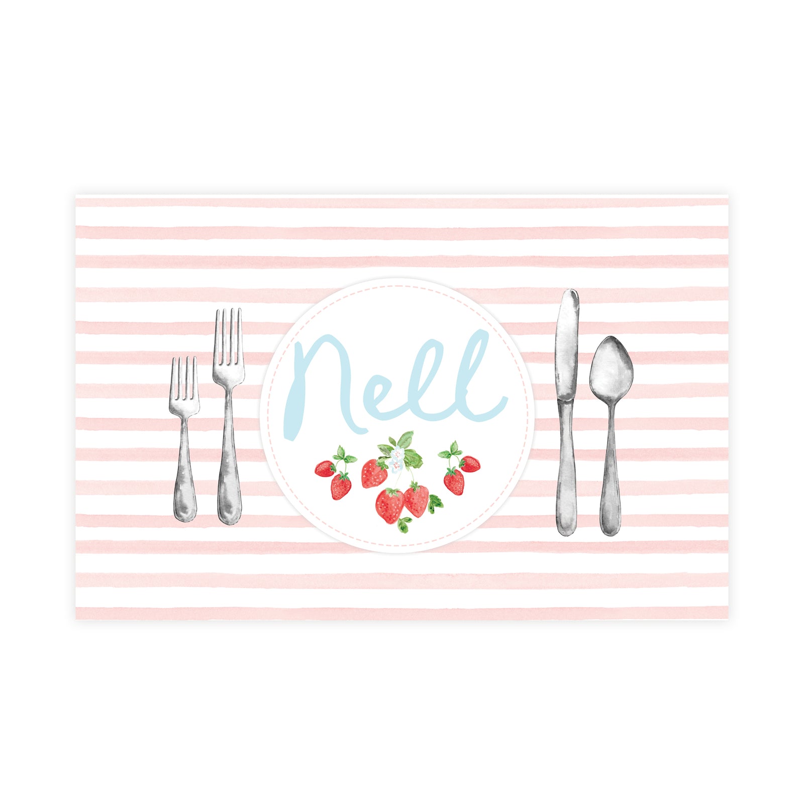 Laminated Strawberry Name Tracing Placemat