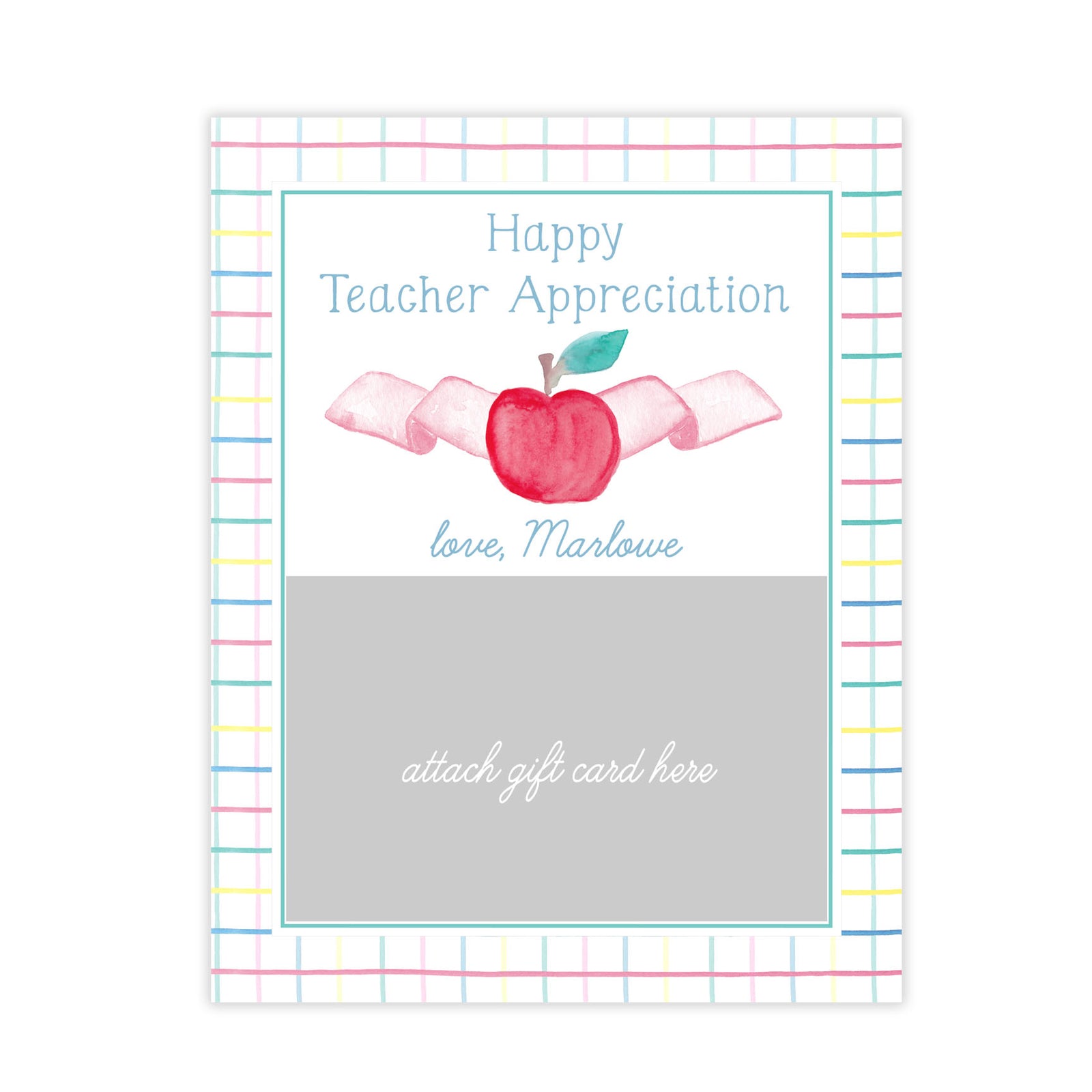 Plaid Teacher Appreciation Gift Card Holder