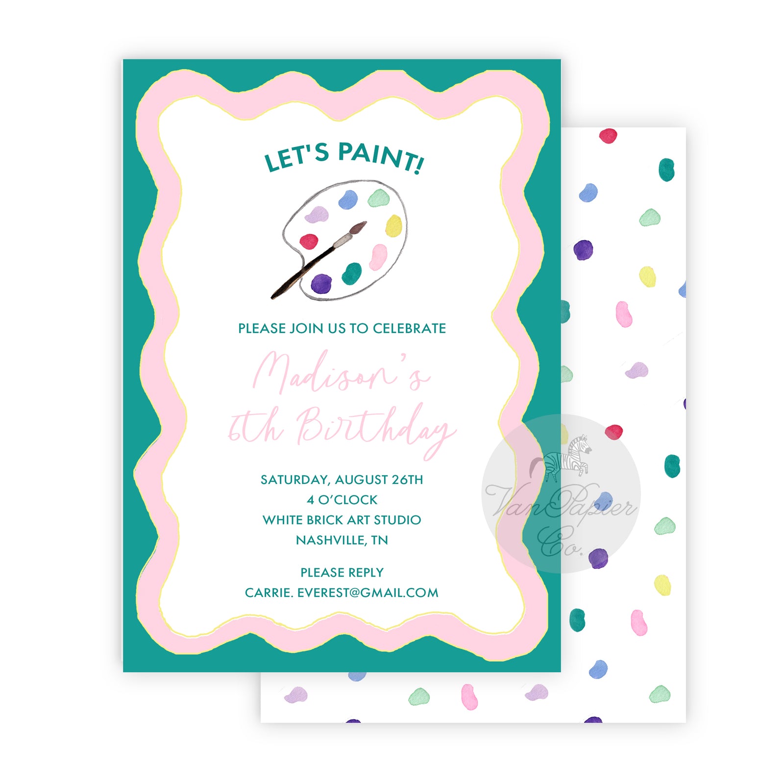 Art Party Birthday Invitation