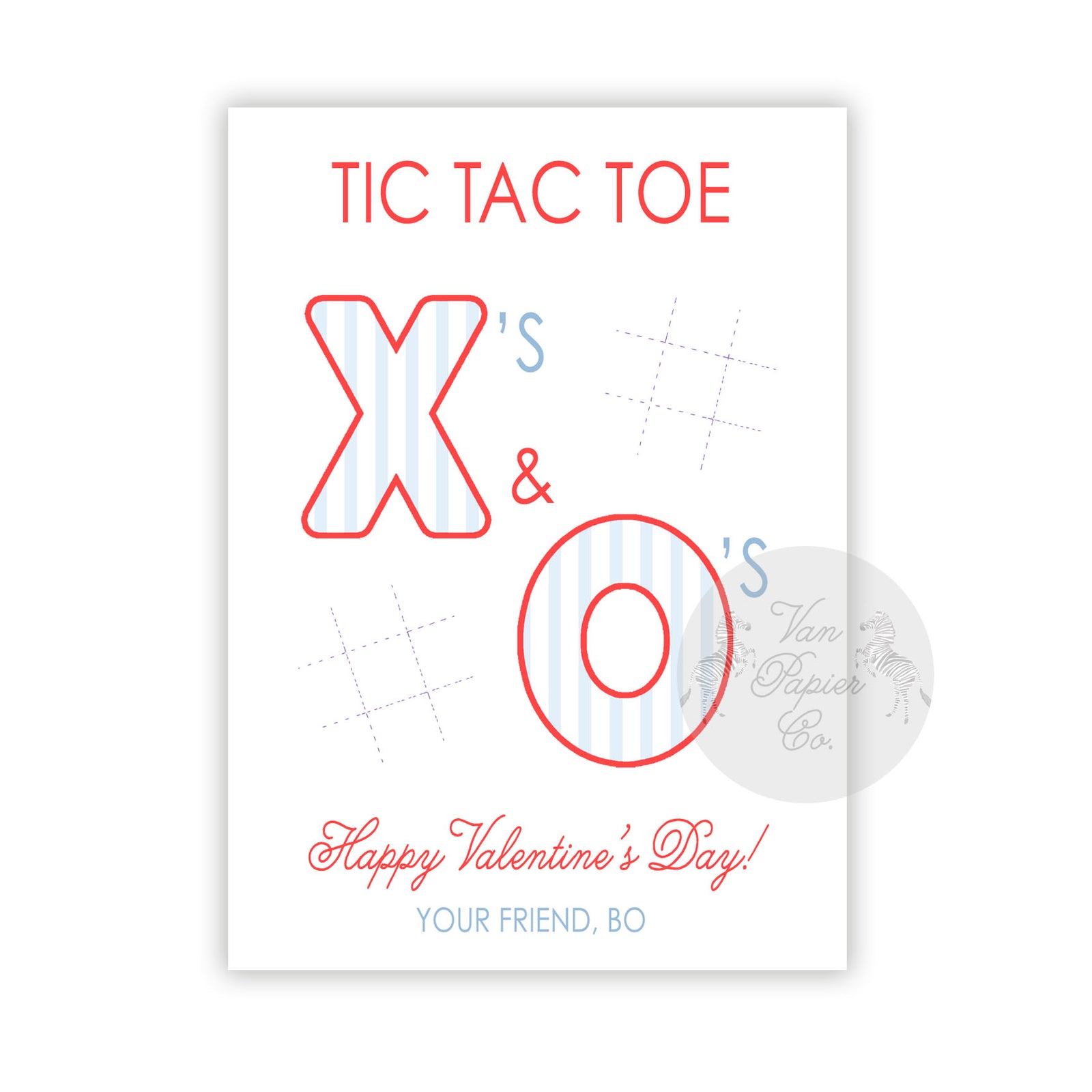Watercolor Tic Tac Toe Valentines