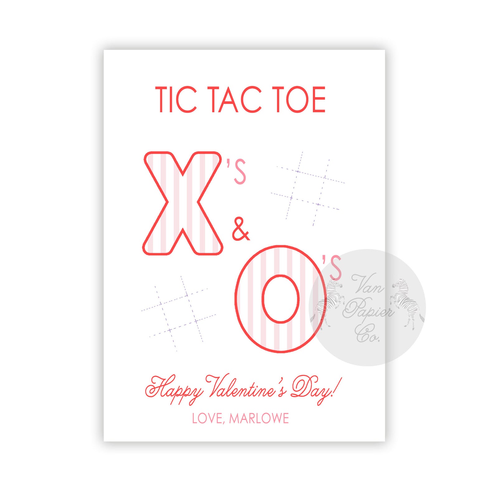 Watercolor Tic Tac Toe Valentines