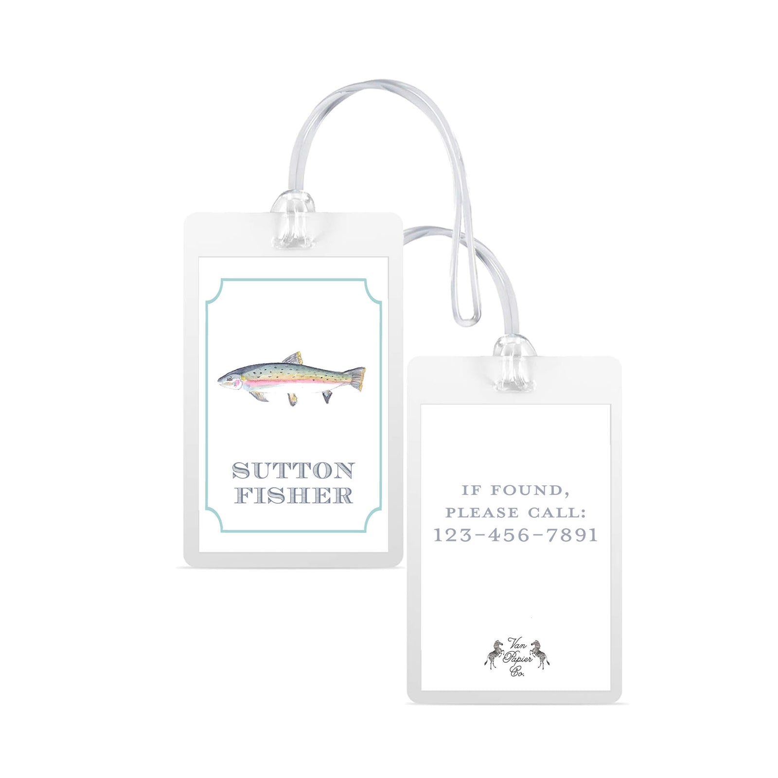 Watercolor Fish Laminated Bag Tag
