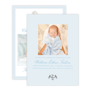 Blue Holiday Birth Announcement Card