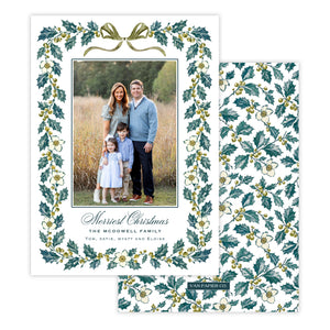 White Holly Garland Christmas Card