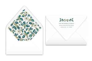 White Holly Garland Christmas Card