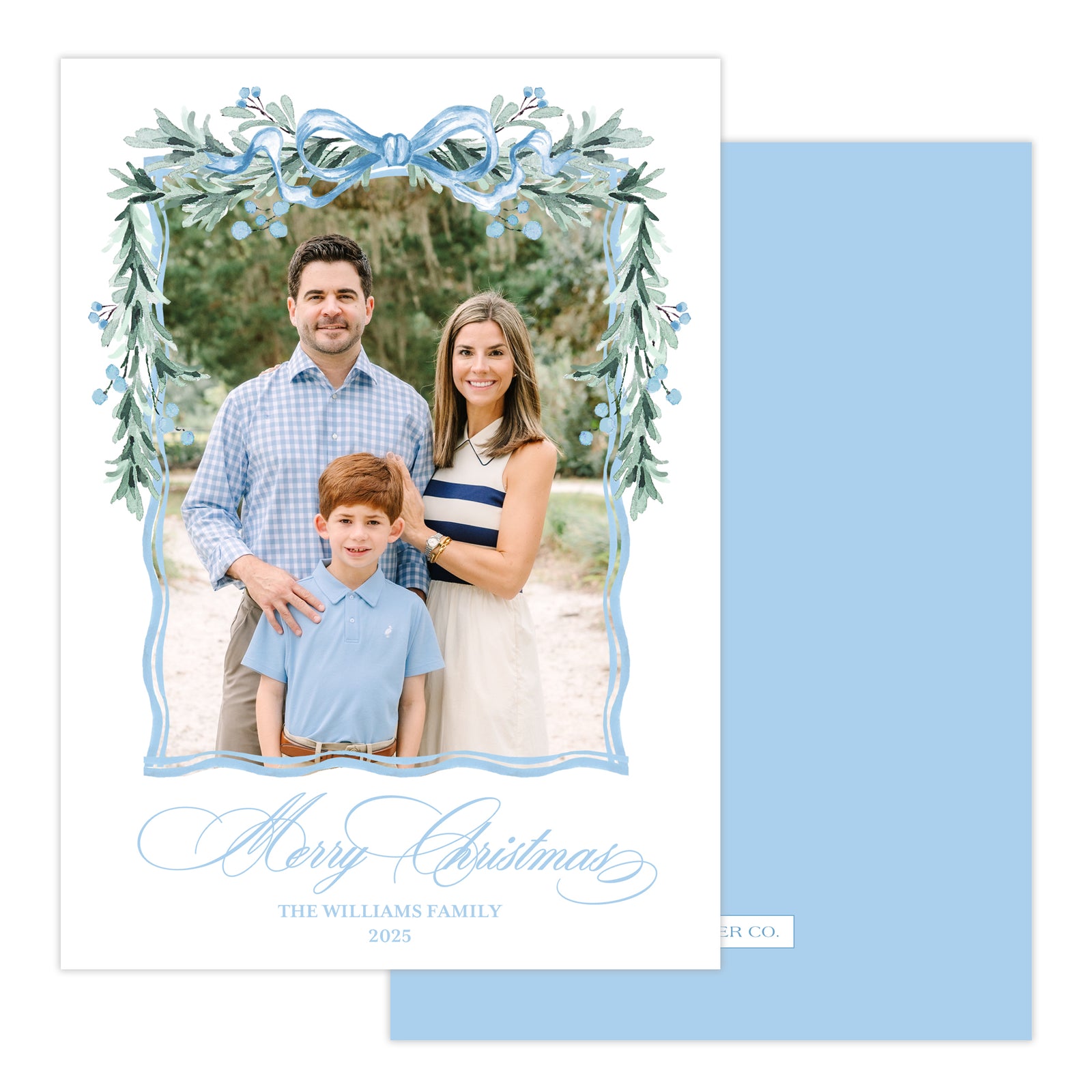 Blue Garland Christmas Card