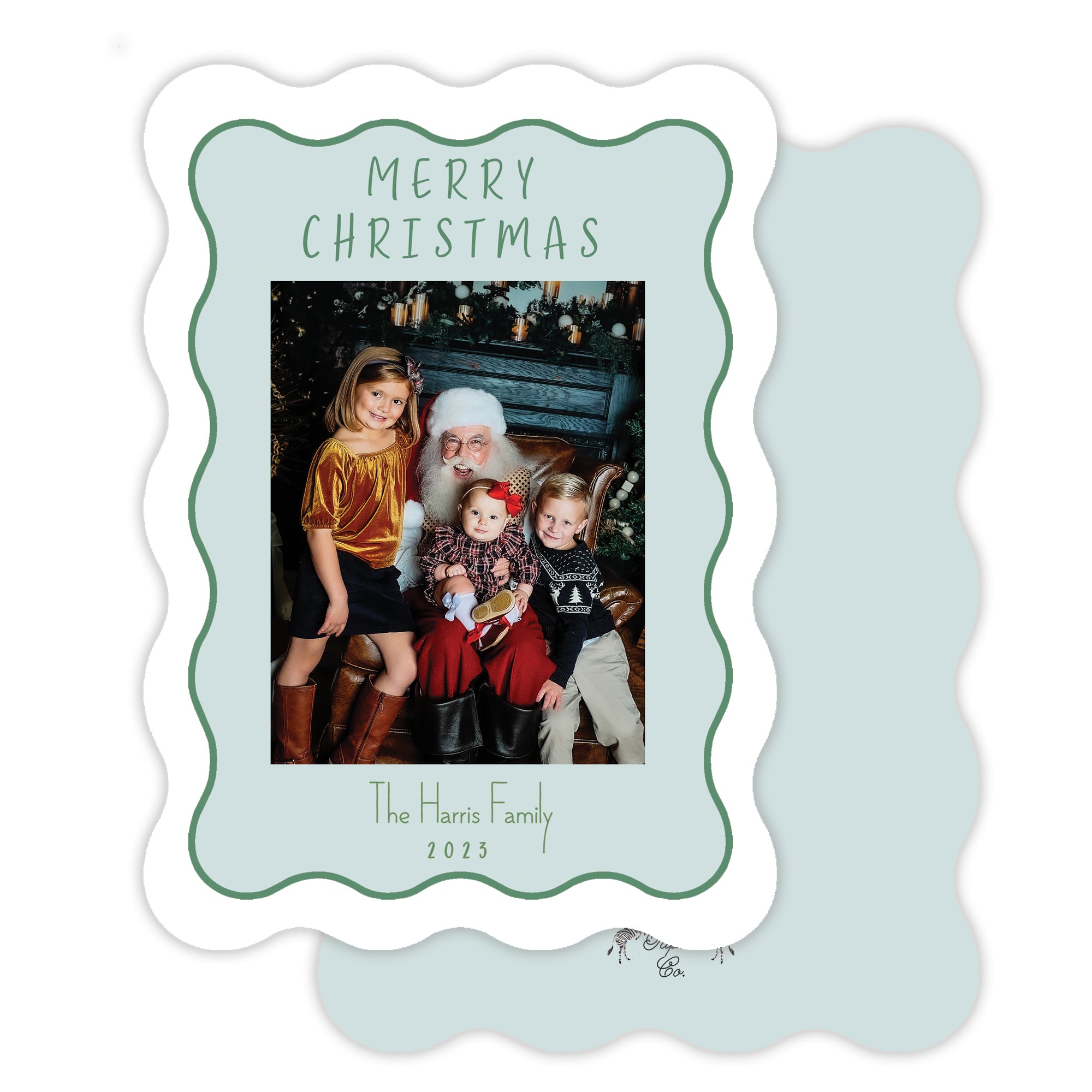 White and Green Wavy Christmas Card