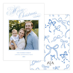 Blue Bows Christmas Card