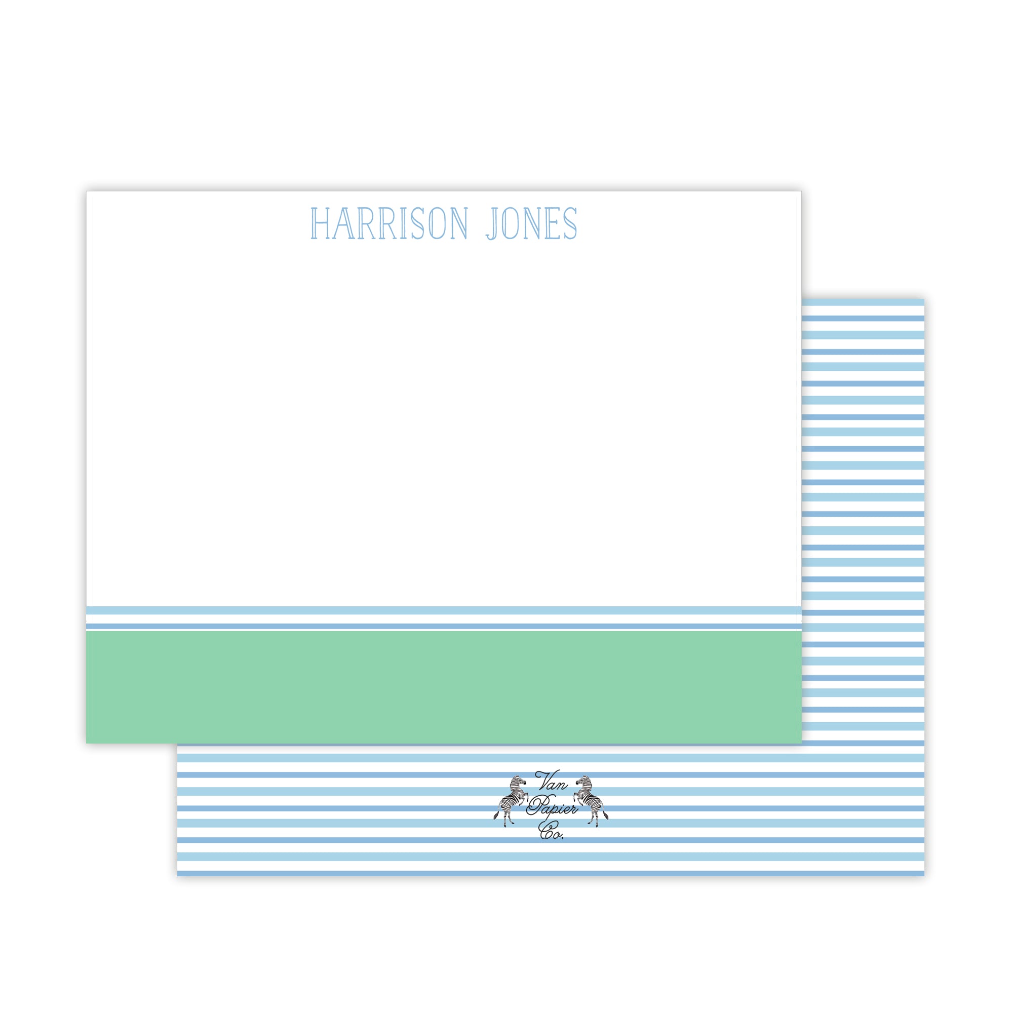 Blue and Green Wide Stripe Stationery