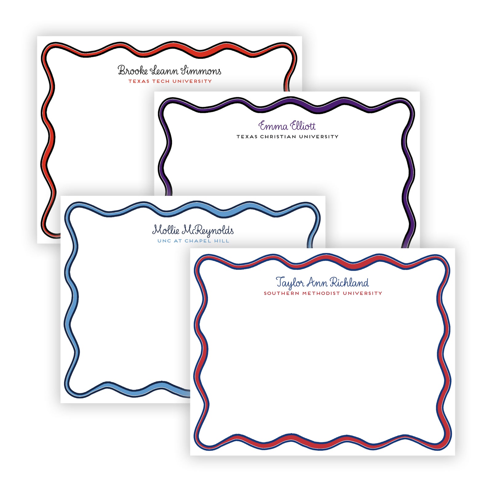Wavy Custom College Note Cards