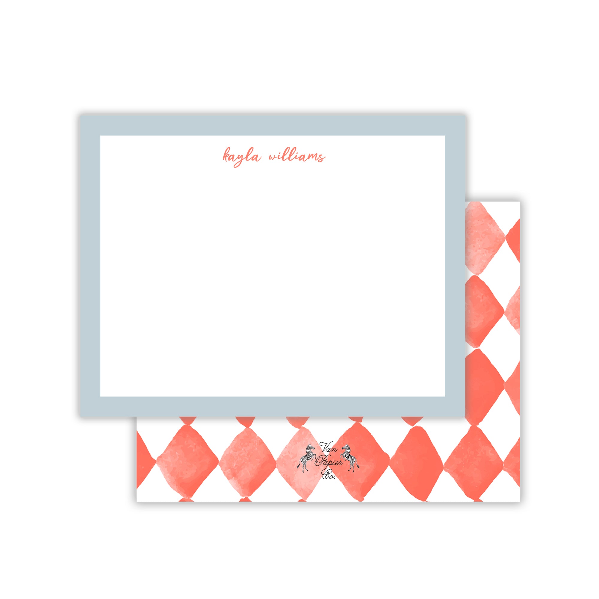 Red and White Diamond Notecards