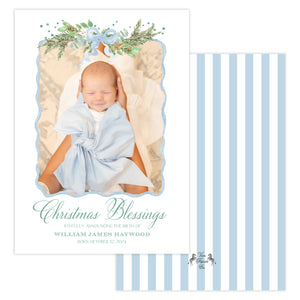 Blue Christmas Blessings Holiday Card