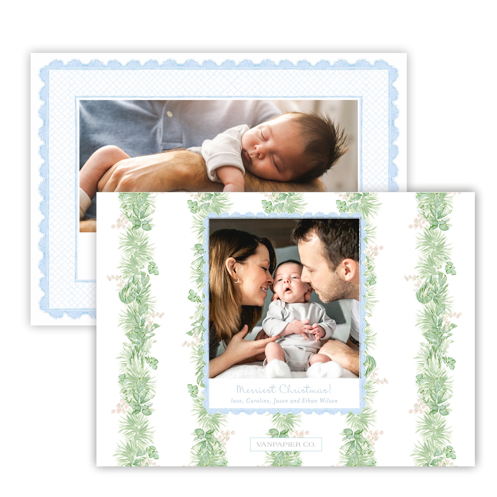 Blue Lace Christmas Card