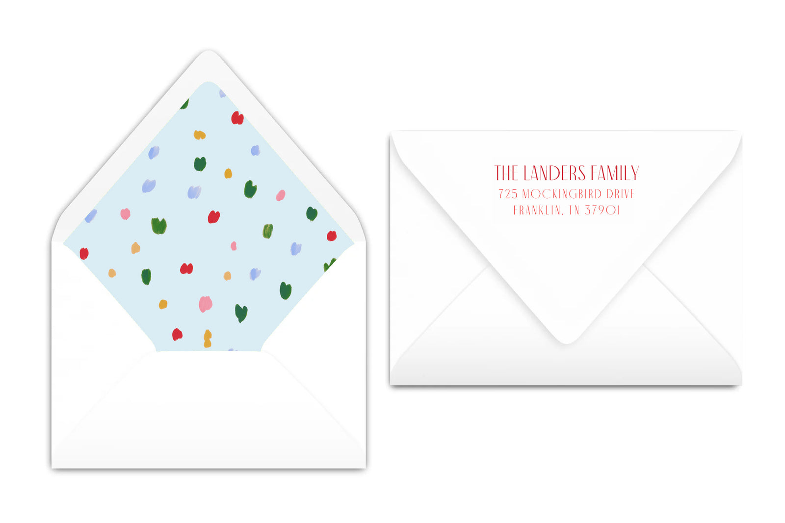 Christmas card photo with merry and bright text and blue background.