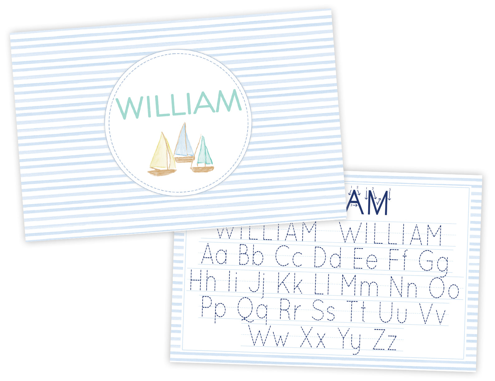 Laminated Sailboat Name Tracing Placemat