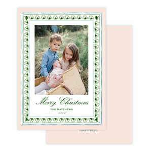 Green and Pink Border Christmas Card