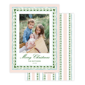 Green and Pink Border Christmas Card