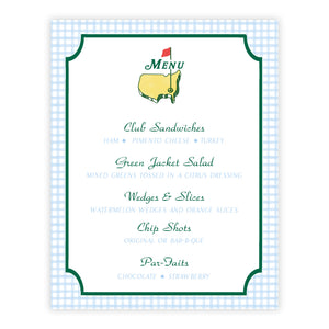 Masters Theme Party Menu