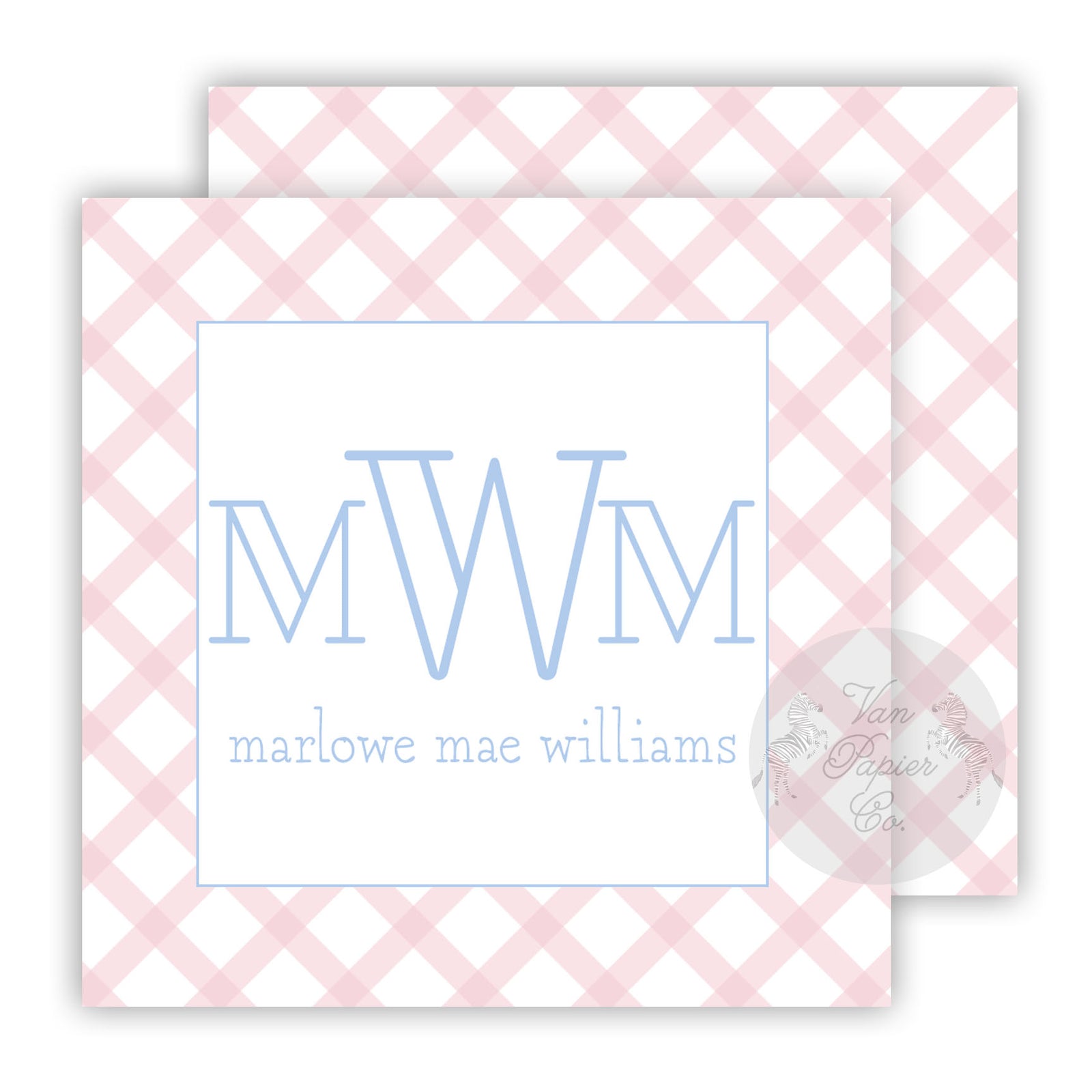 Pink Monogram Calling Cards