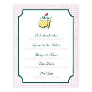 Masters Theme Party Menu