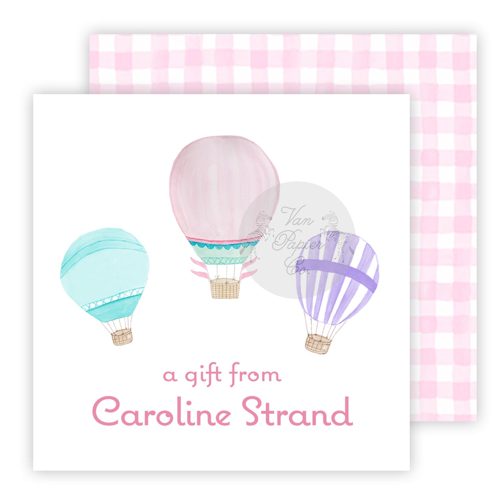 Watercolor Pink Hot Air Balloon Calling Cards