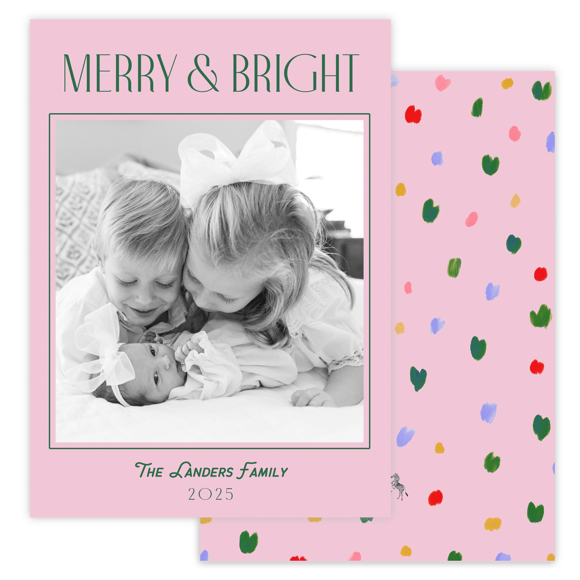 Pink Merry Christmas Card