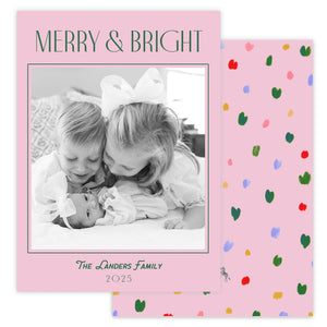 Pink Merry Christmas Card