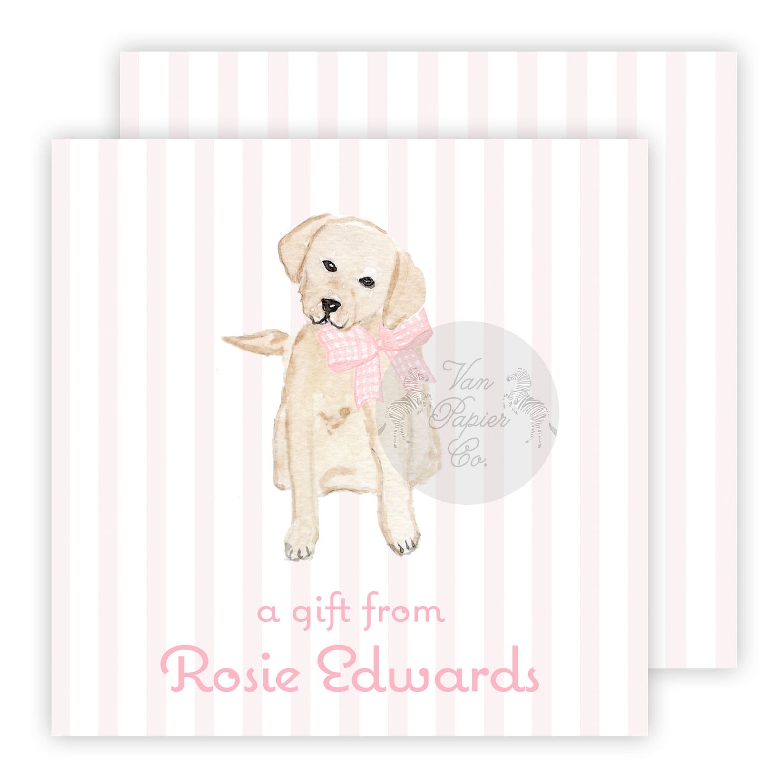 Pink Watercolor Puppy Calling Cards