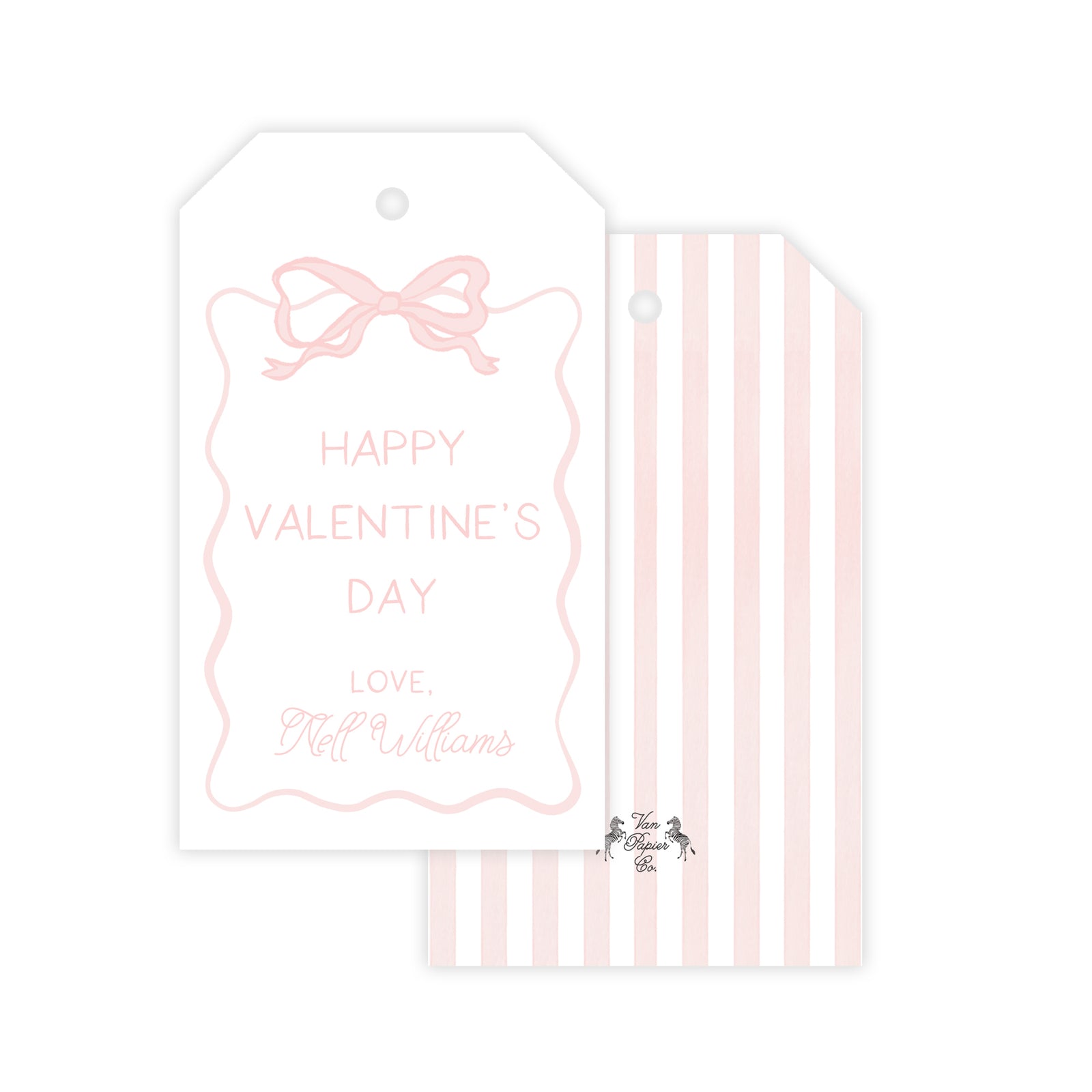 Pink Bow Border Valentine Tags