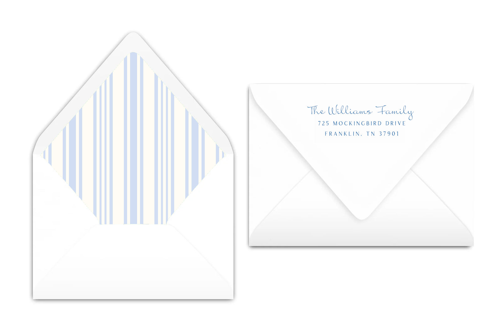 Family photo with 'oh what fun!' text on a decorative star framed card with blue stripes