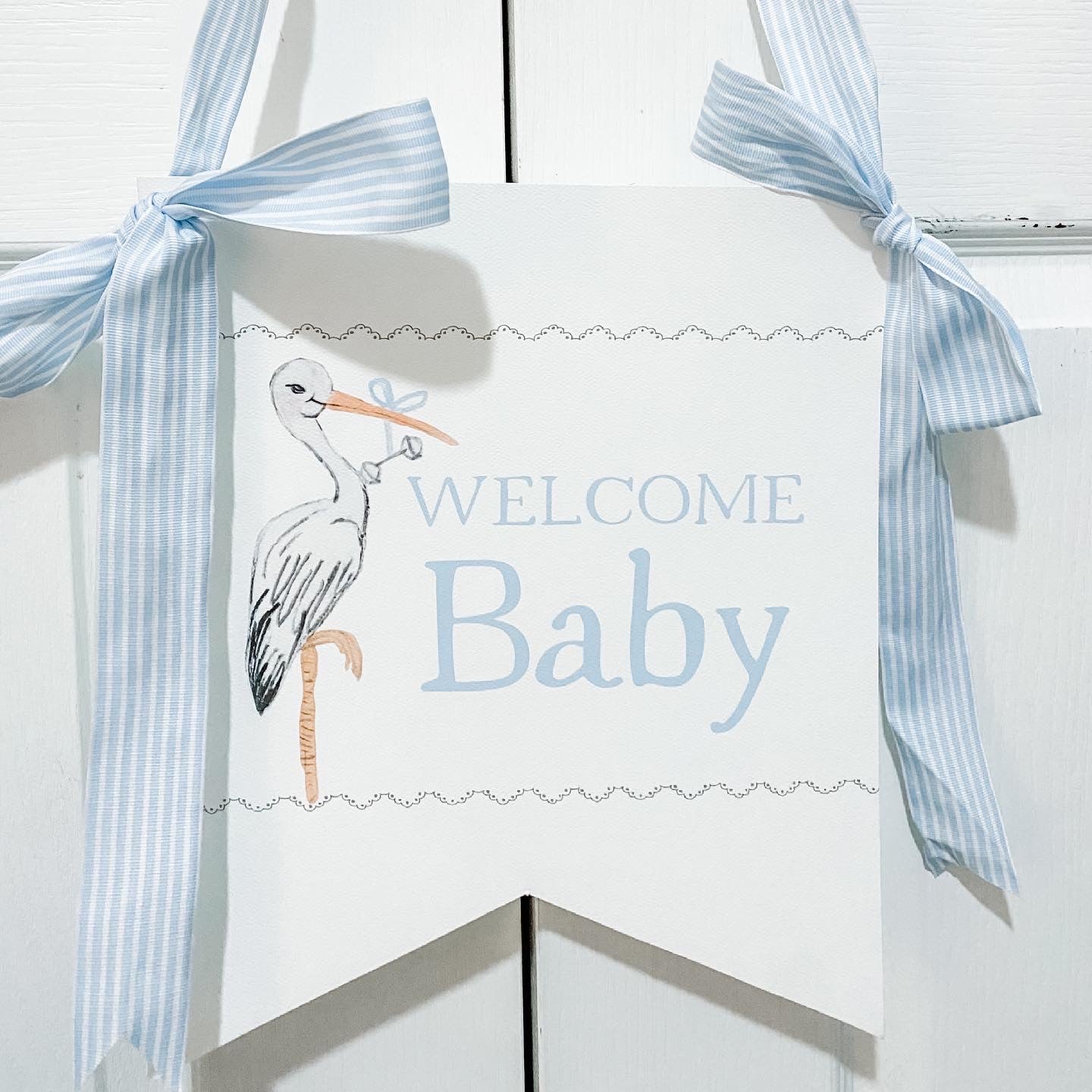 Watercolor Welcome Baby Boy Hanger