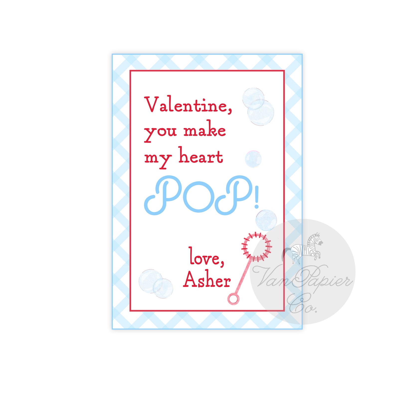 Bubbles Heart Pop Valentine Tags