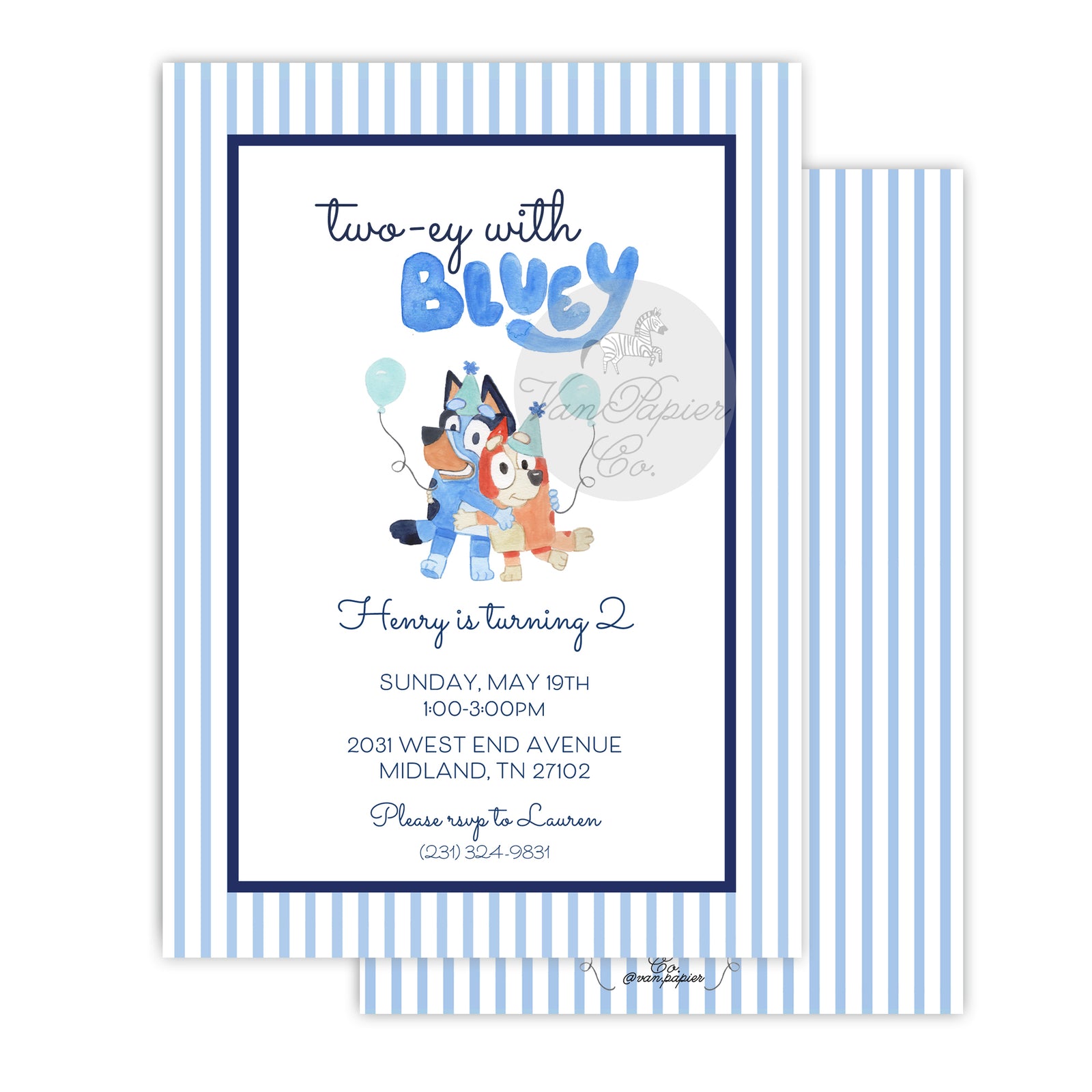 Two-ey with Bluey Birthday Invitation