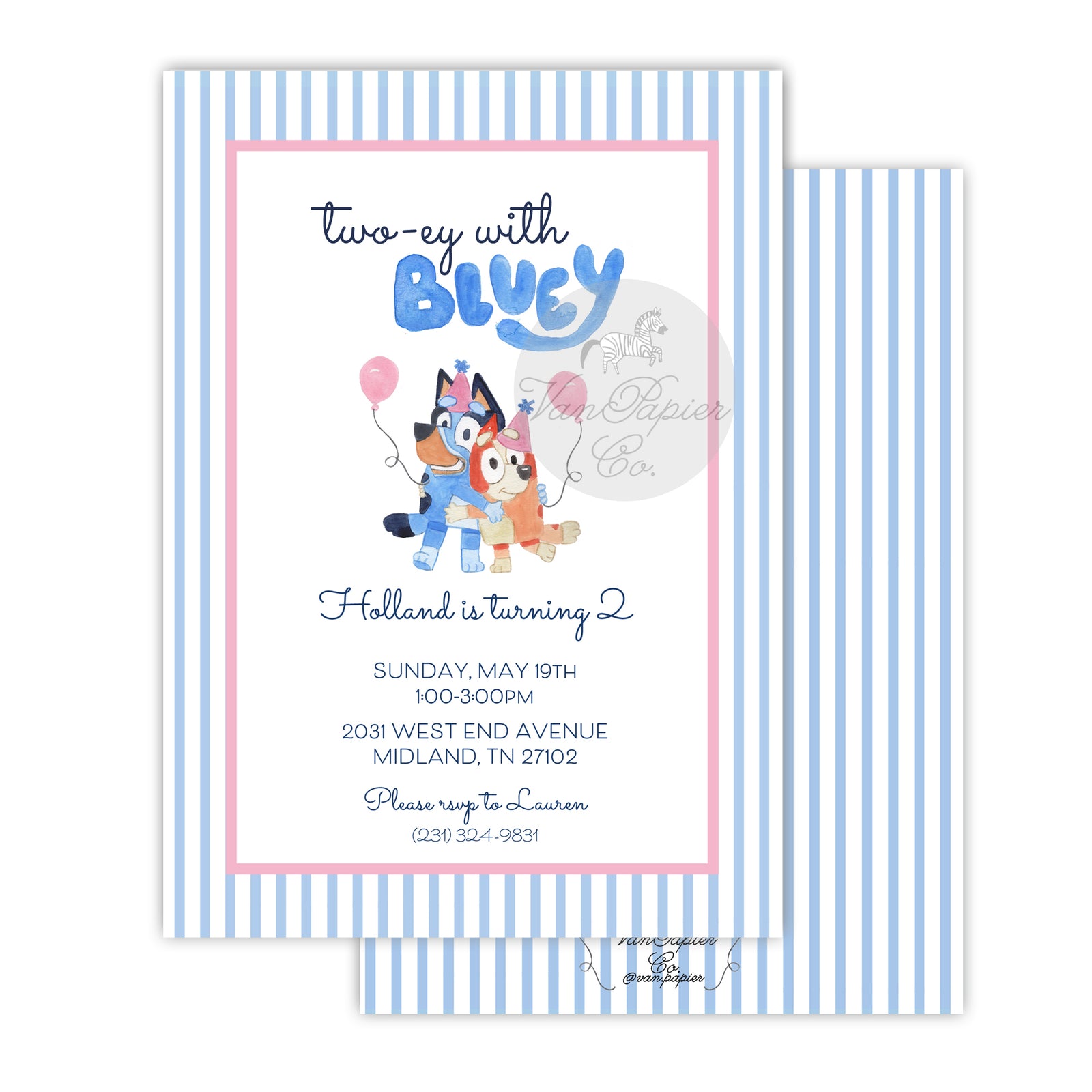 Two-ey with Bluey Birthday Invitation