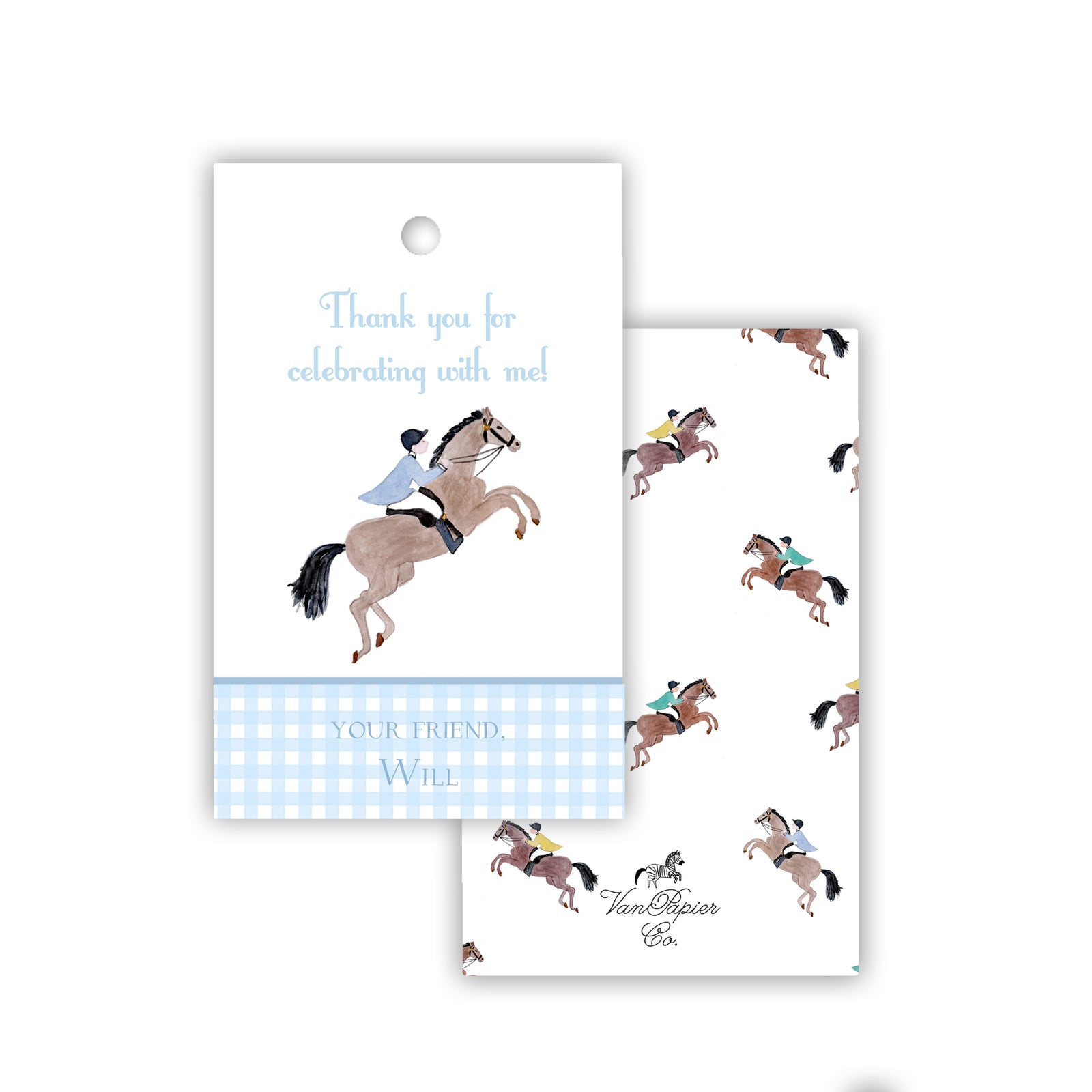 Watercolor Boys Derby Birthday Favor Tags