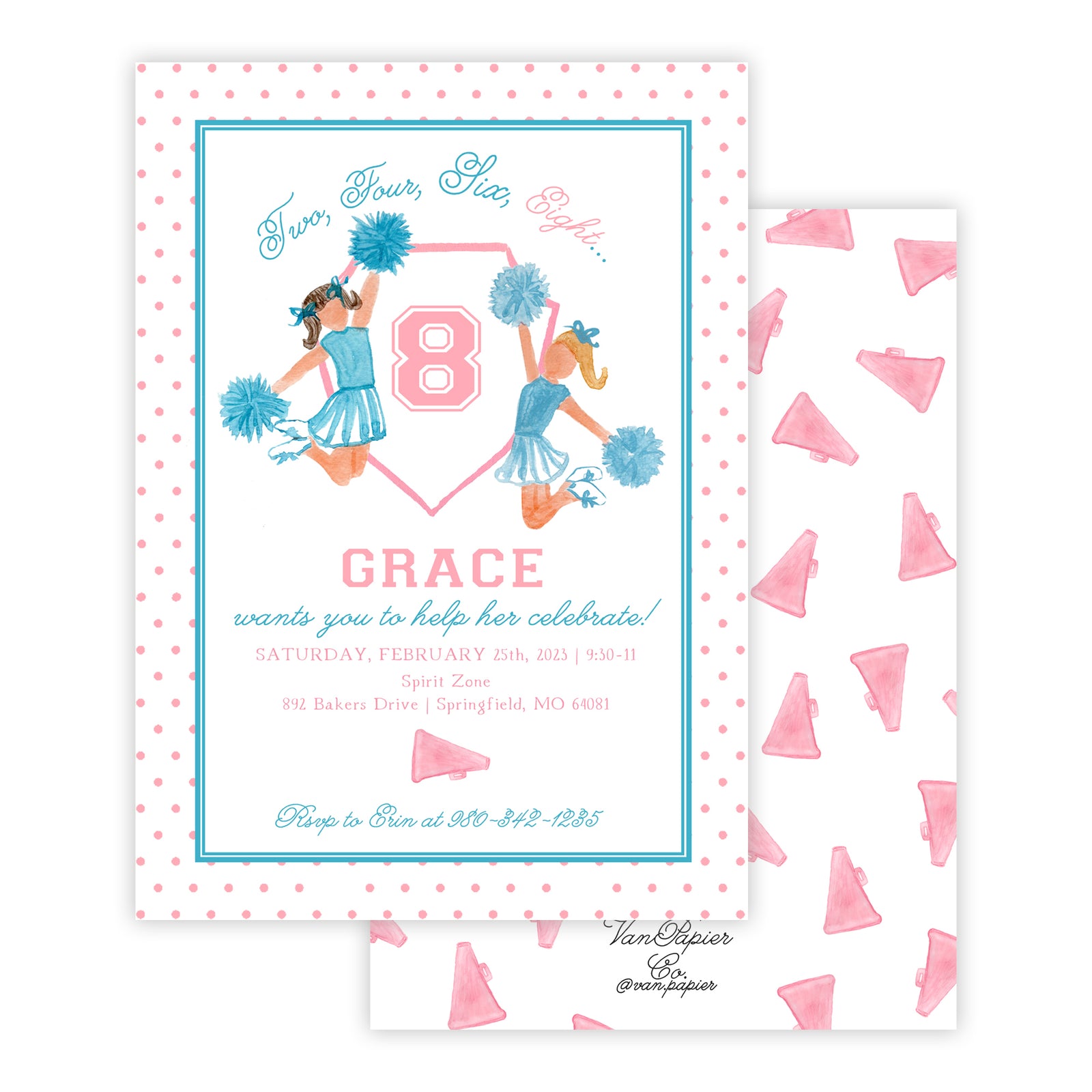 Cheerleader Birthday Invitation