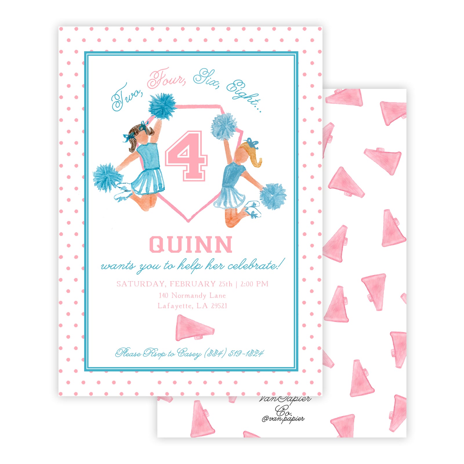 Cheerleader Birthday Invitation