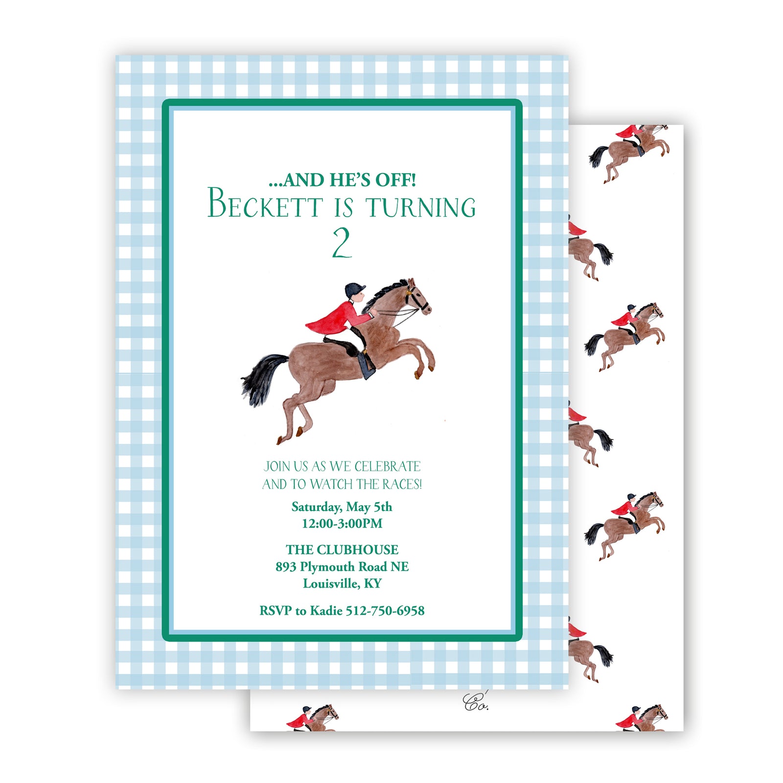 Gingham Derby Birthday Invitation