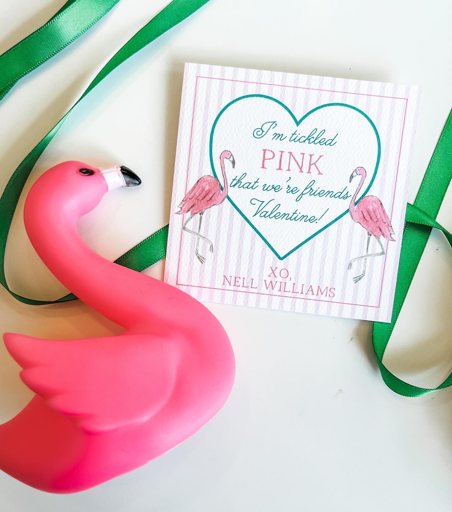 Watercolor Flamingo Valentine's
