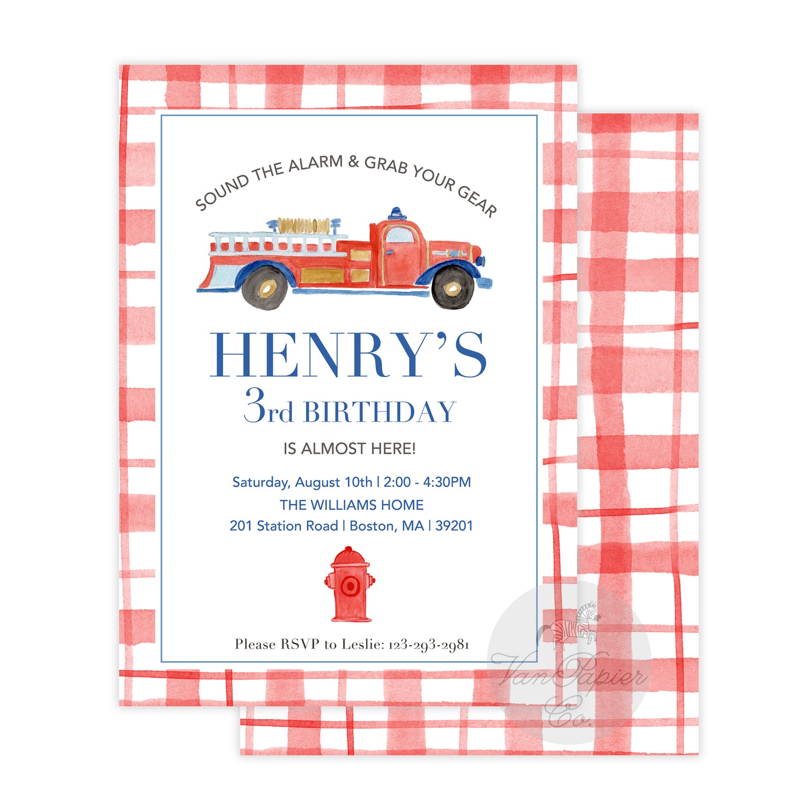 Firetruck Birthday Invitation