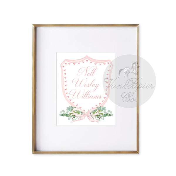 Girls Monogram Crest Print - Van Papier Co.