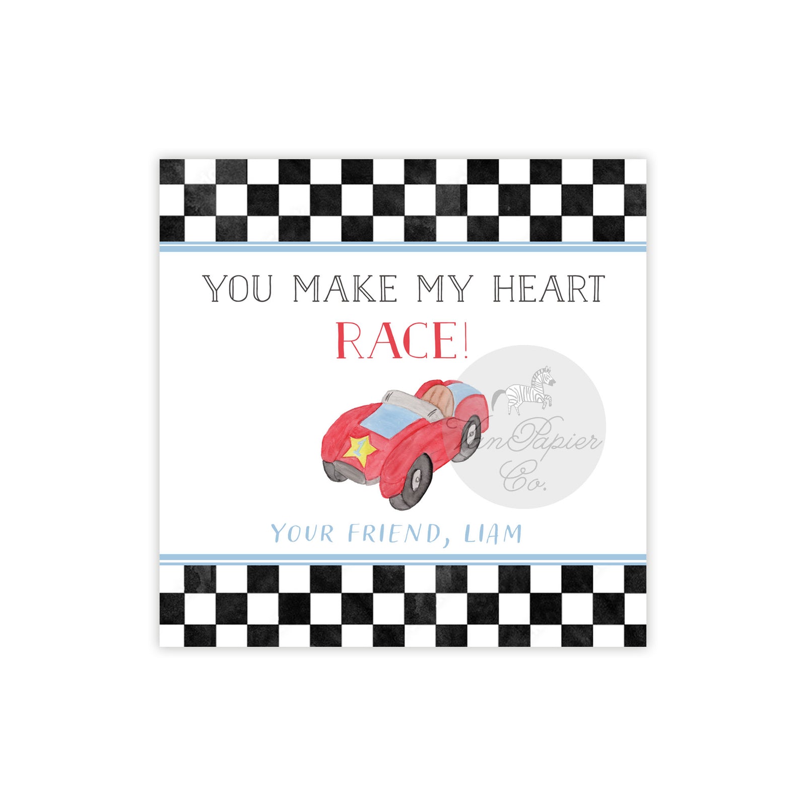 Race Car Valentine Tags