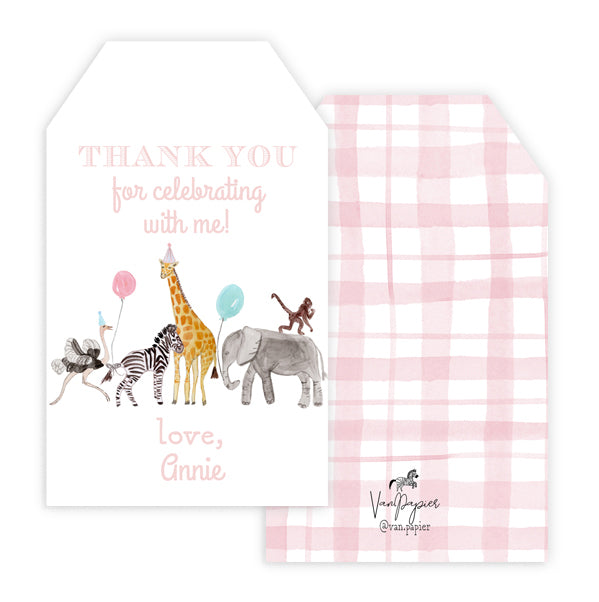 Girls Party Animal Birthday Favor Tags