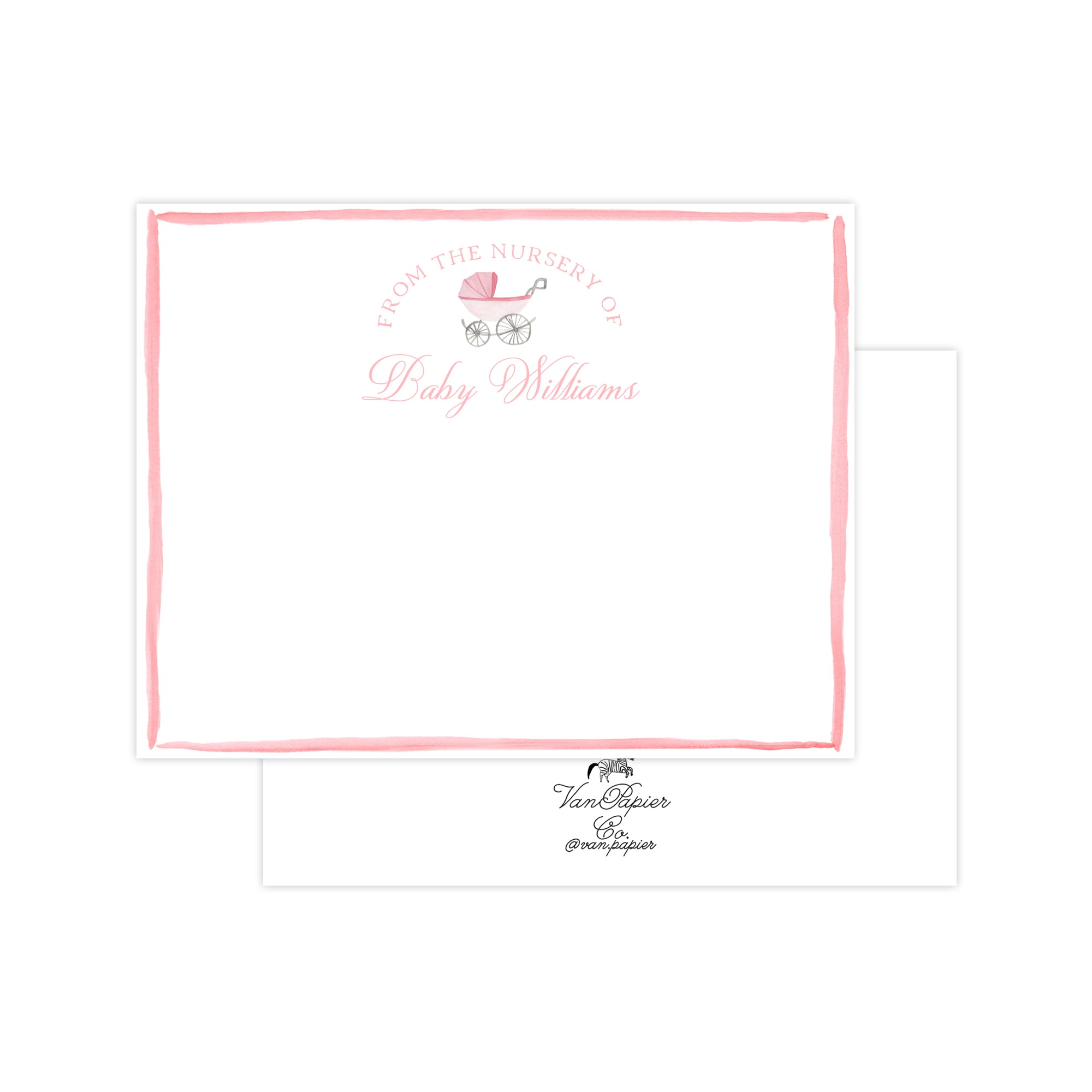 Baby Girl Carriage Stationery