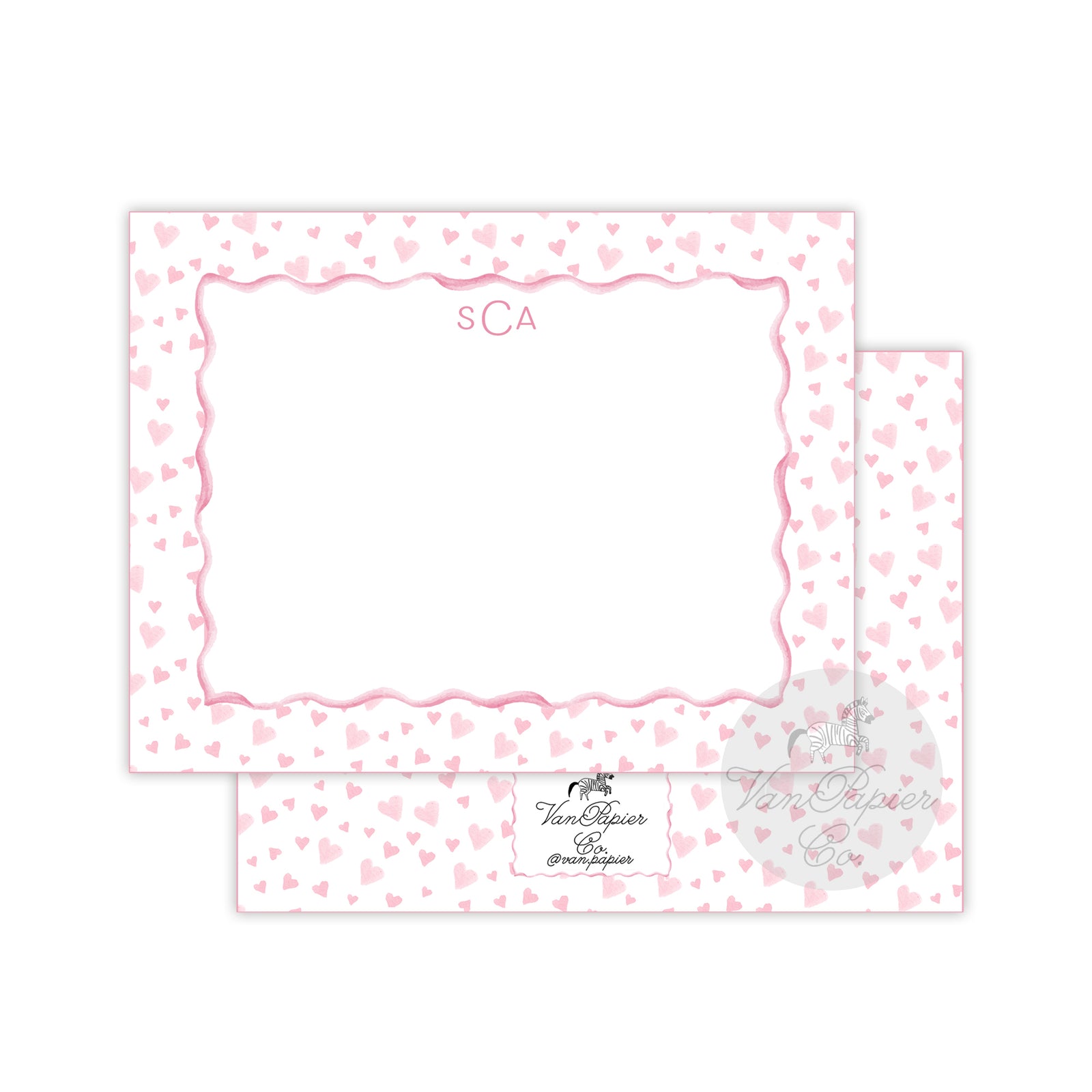 Watercolor Pink Hearts Stationery