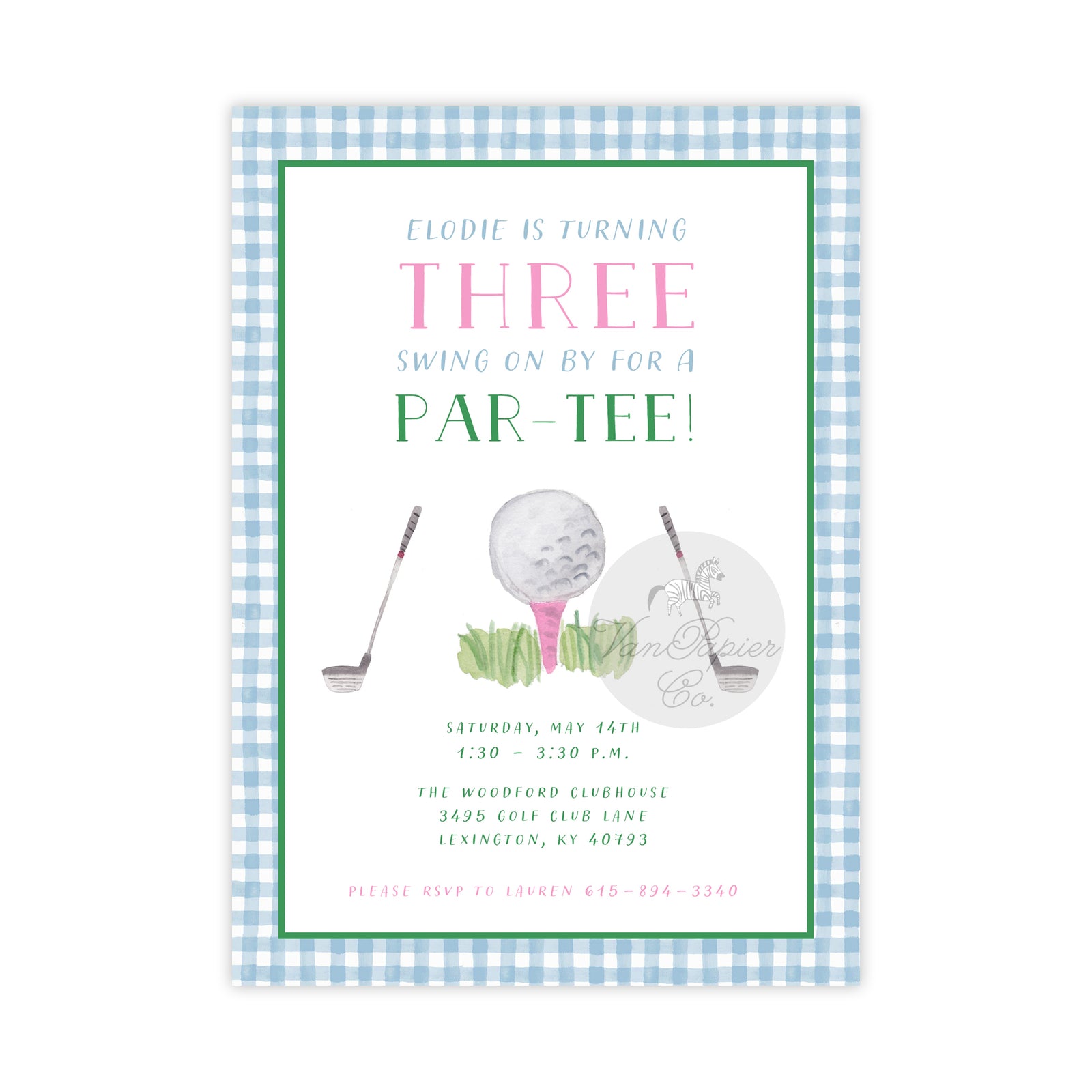 Pink Golf Par-Tee Birthday Invitation