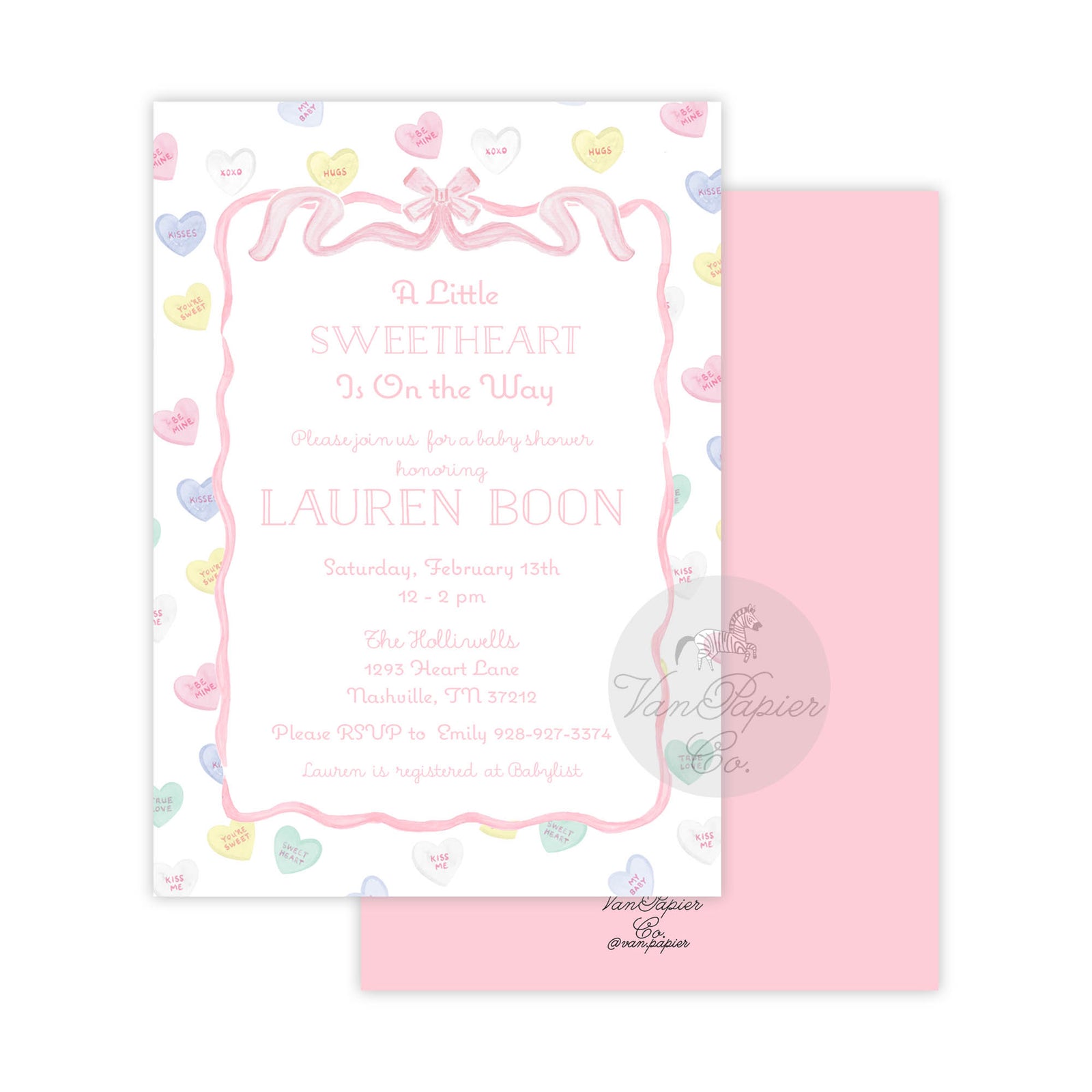 Watercolor Sweetheart Baby Shower Invitation