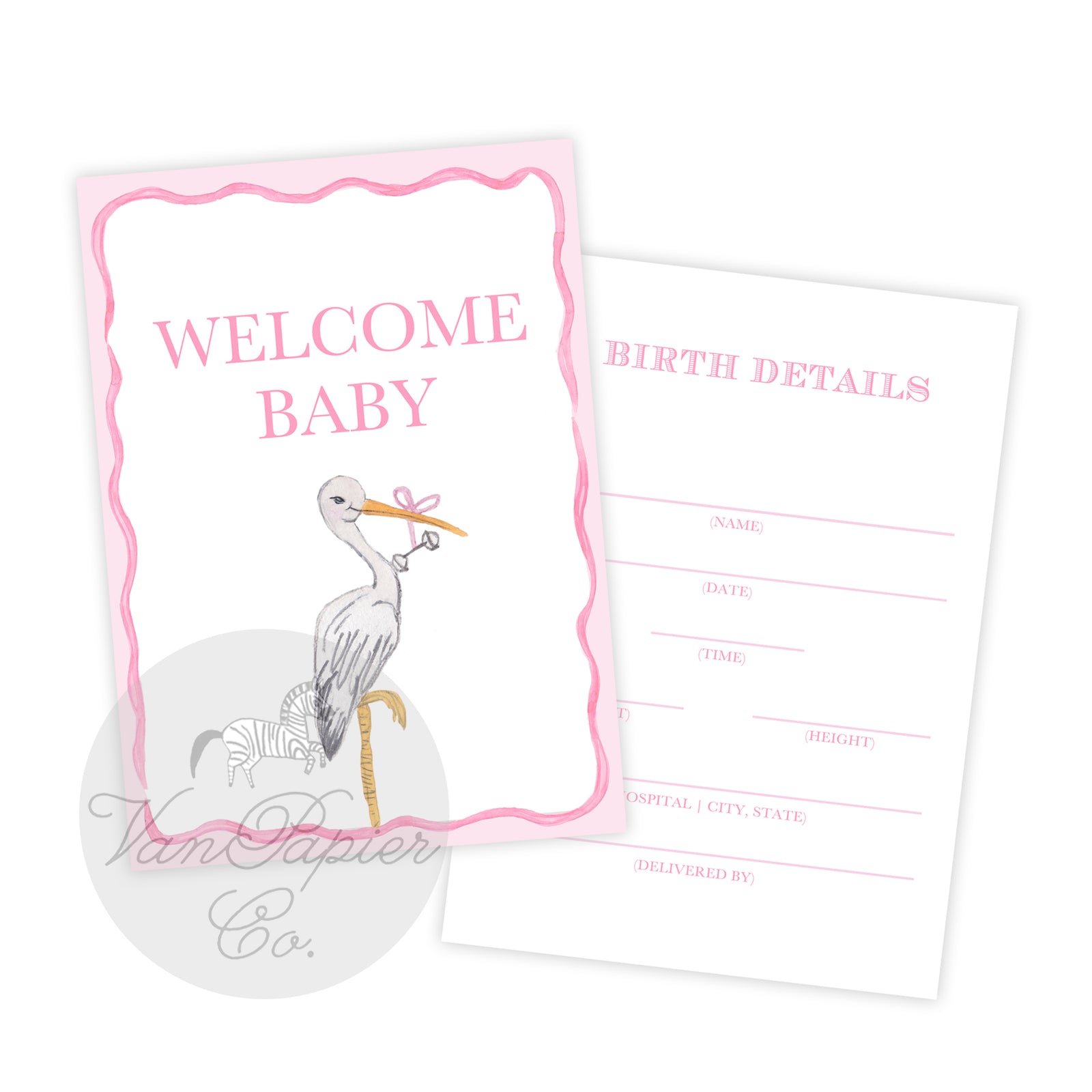 Pink Scalloped Watercolor Milestone Cards